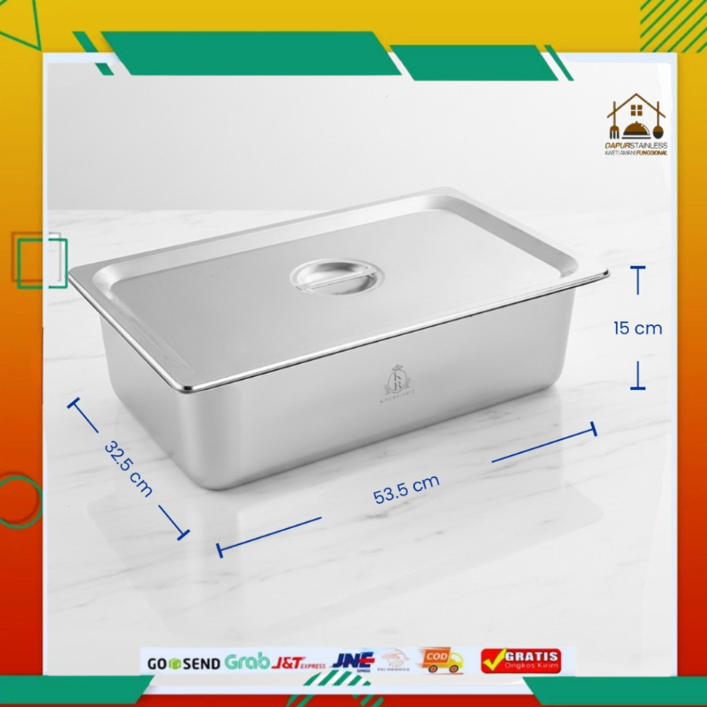Wadah Stainless Steel Bertutup Wadah Sayur Tutup Wadah Makanan dan Lauk Stainless TR321