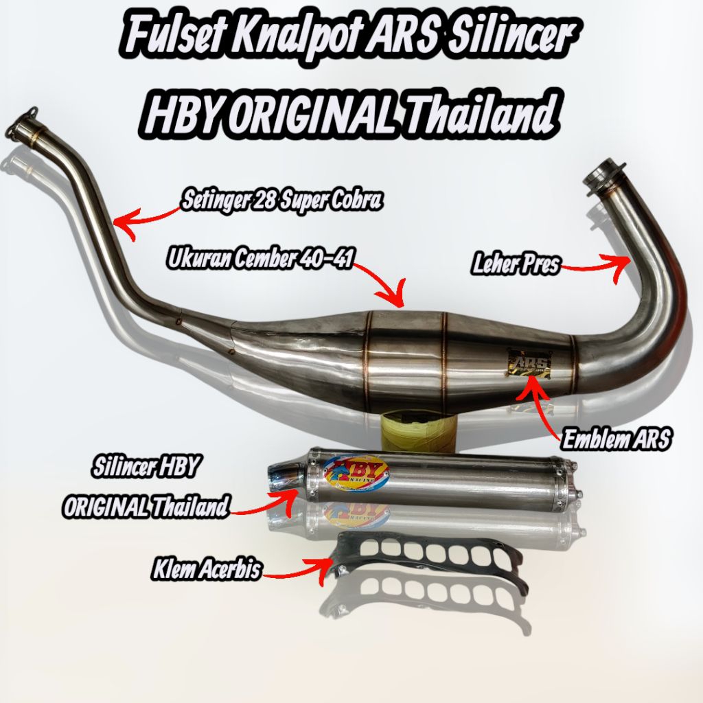 Fulset Knalpot ARS Stainlis&Galvanis Silincer HBY Original Thailand Titanium Almu Carbon Kawasaki Ni