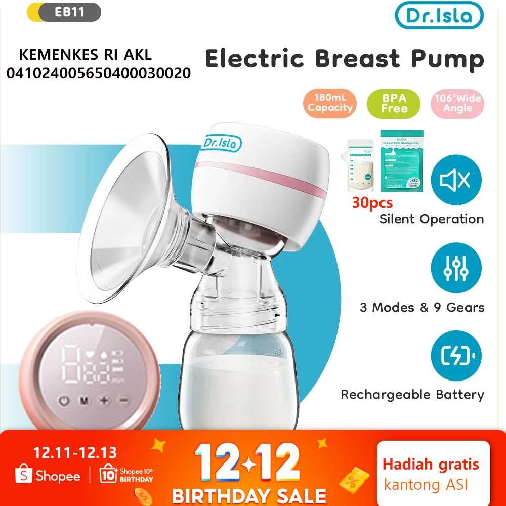 Dr.isla Pompa ASI Elektrik Tanpa Kabel otomatis Portabel pompa asi  ASI bayi baru lahir Hisap Kuat b