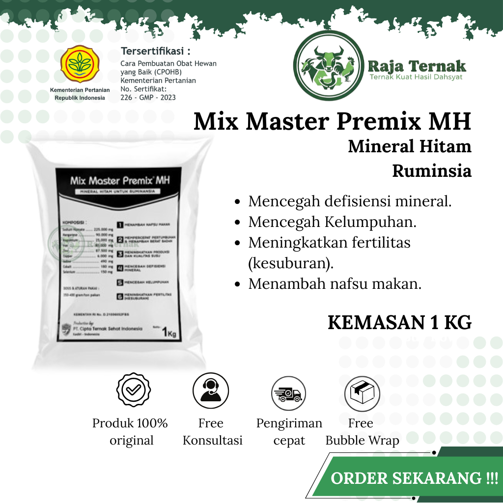 MIX MASTER MH - Mineral Hitam Untuk Hewan Ternak Sapi Kambing Domba