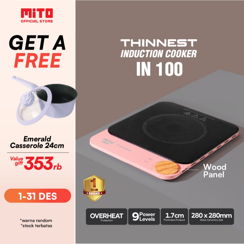 Mito Kompor Induksi Super Tipis Induction Cooker IN100 - Pink