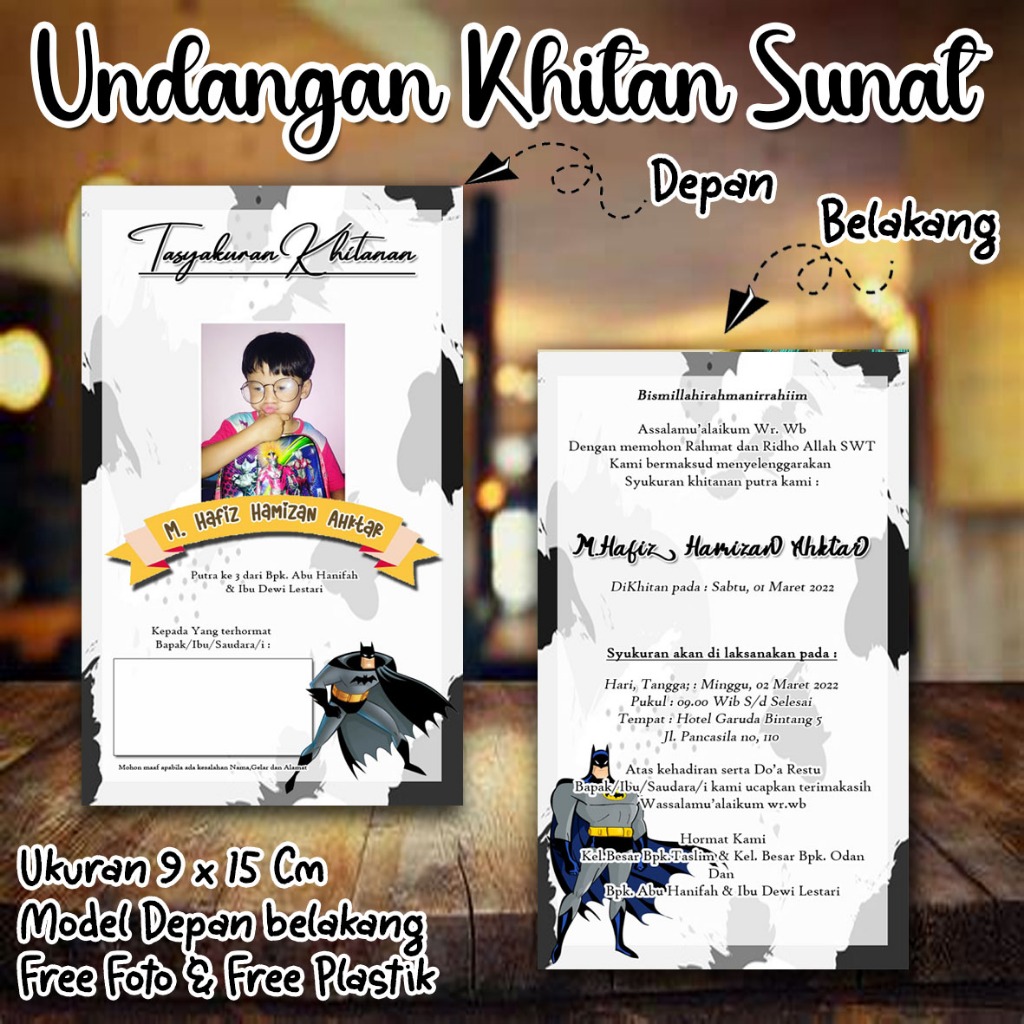 Undangan Khitan Kecil Custom Nama dan Foto Desain Bagus SK06