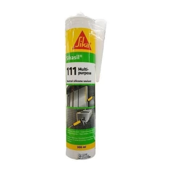 LEM SEALANT SILICONE SIKASIL 111 HITAM BLACK / PUTIH WHITE / GREY ABU ABU / CLEAR 300ml
