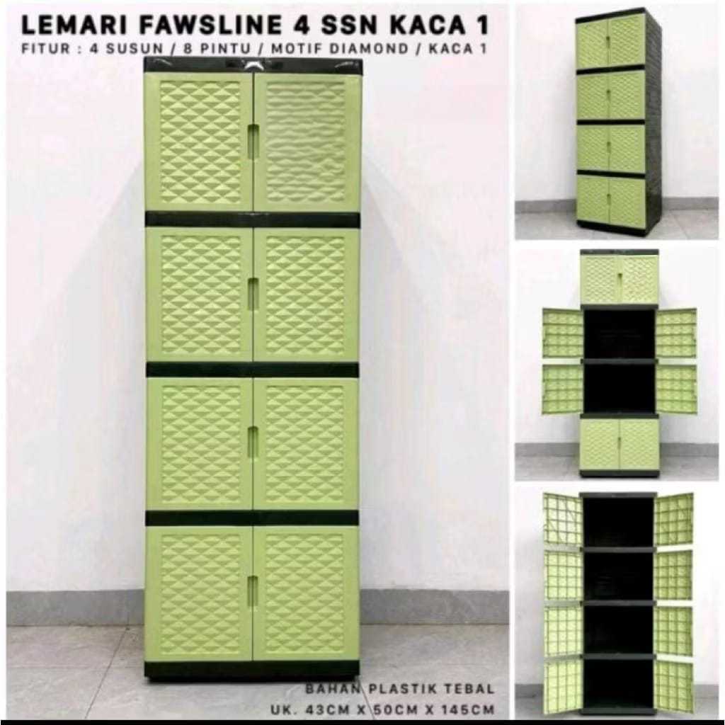 lemari plastik Fawsline 4 Susun / Lemari Plastik 8 Pintu / Lemari Baju Serbaguna / Lemari Anak Warna