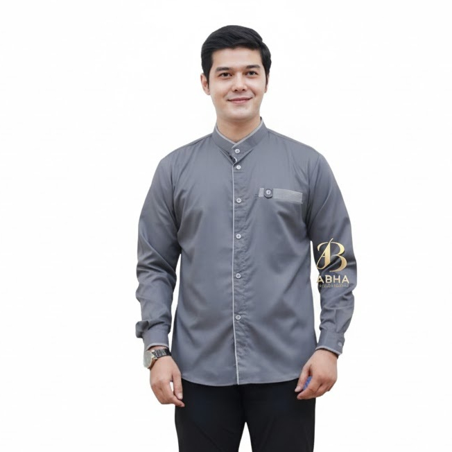 Baju Koko Pria - Baju Koko Dewasa Lengan Panjang Motif Keren Kombinasi Bahan Katun Toyobo Deluxe