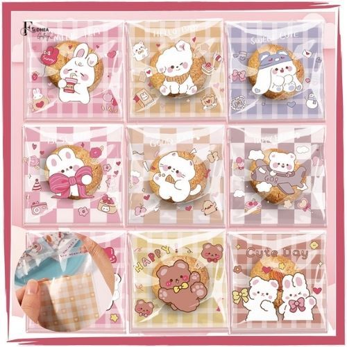 FDG Plastik Cookies Kemasan Karakter Kartun Bunny Bear Isi 100 pcs / Plastik Cookies Lucu Bunny /Pac