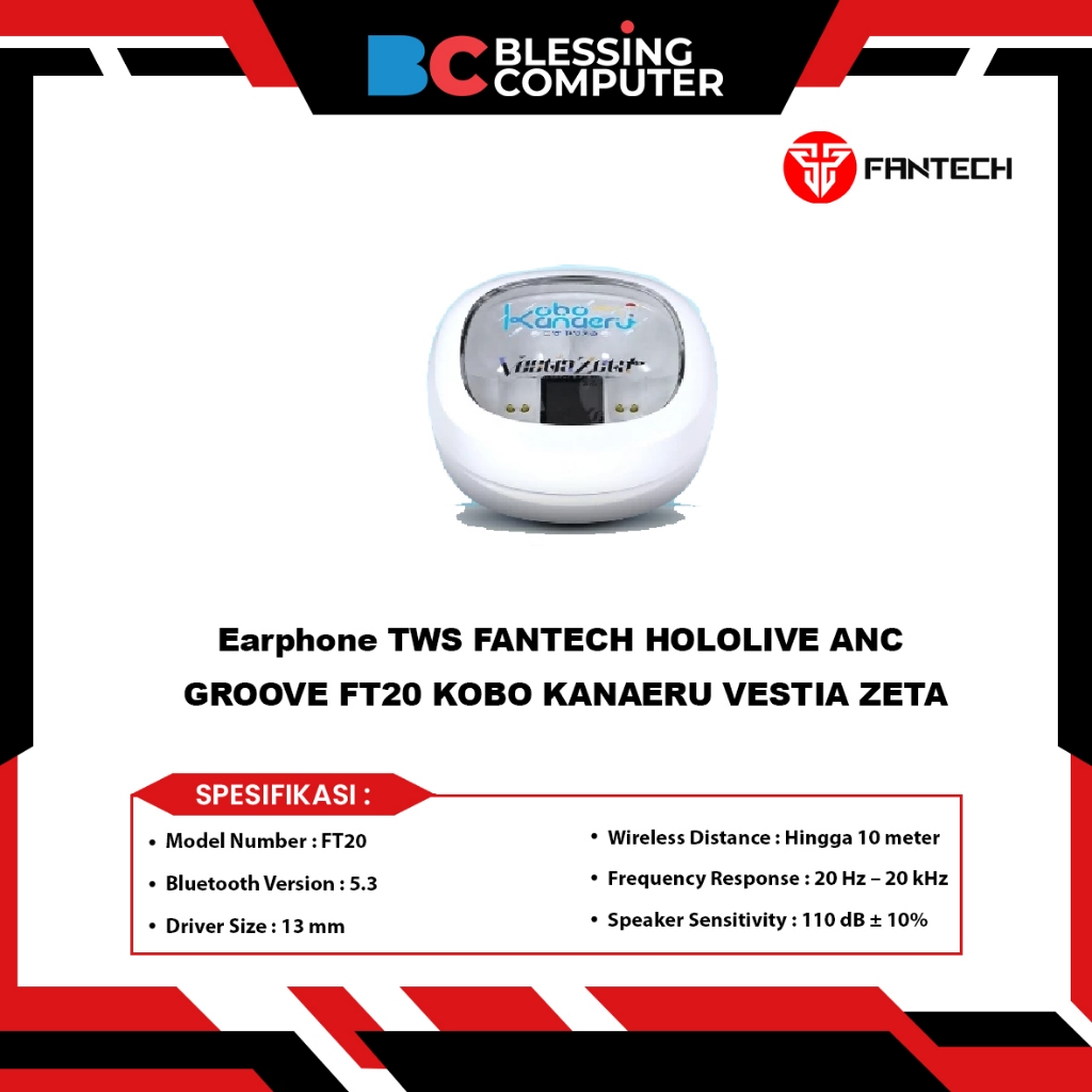 Earphone TWS FANTECH HOLOLIVE ANC GROOVE FT20 KOBO KANAERU VESTIA ZETA