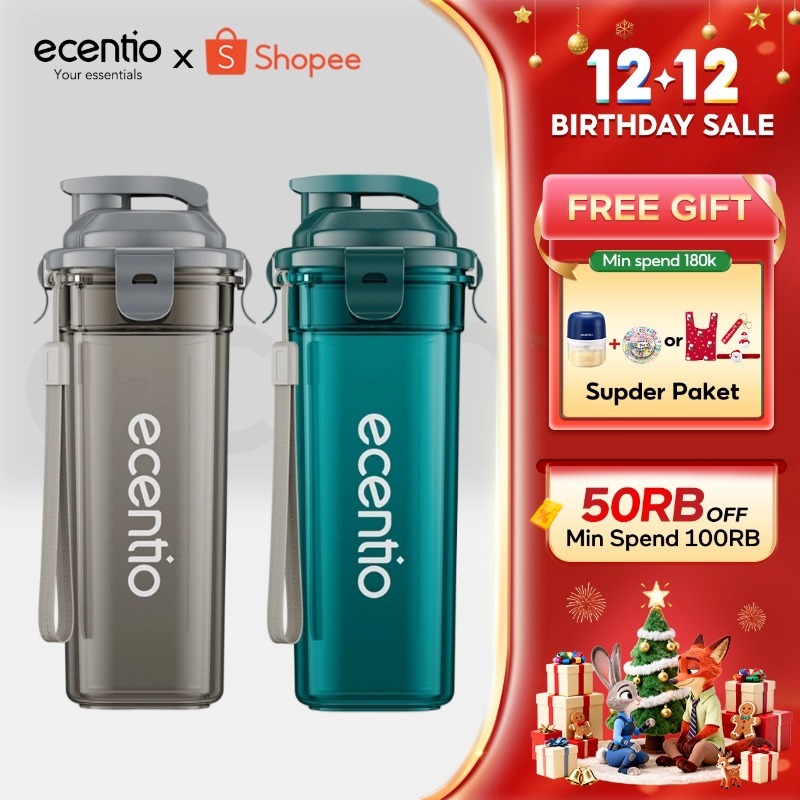ecentio botol minum Portable 500ml aesthetic Olahraga bottle tail benning Anti Bocor botol plastik d