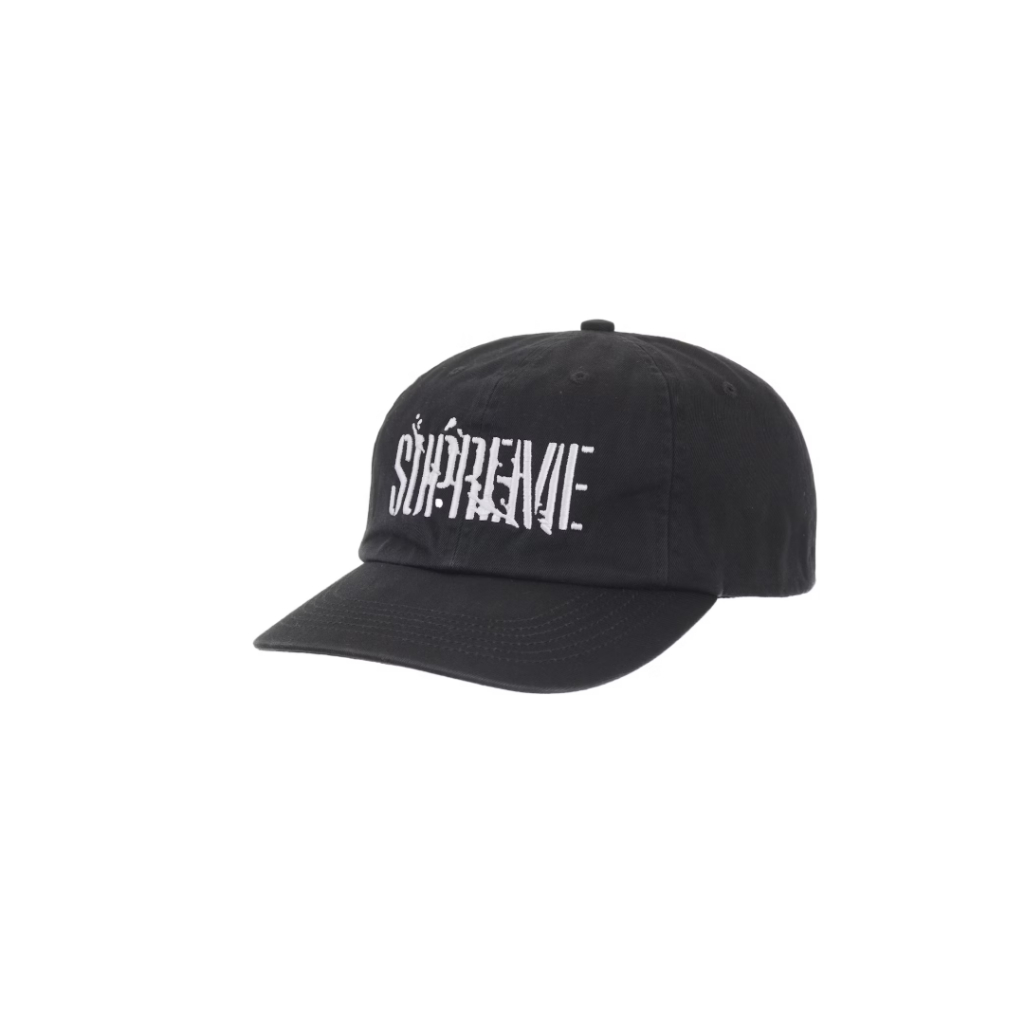 Supreme Splatter Logo 6-Panel Cap Black FW25