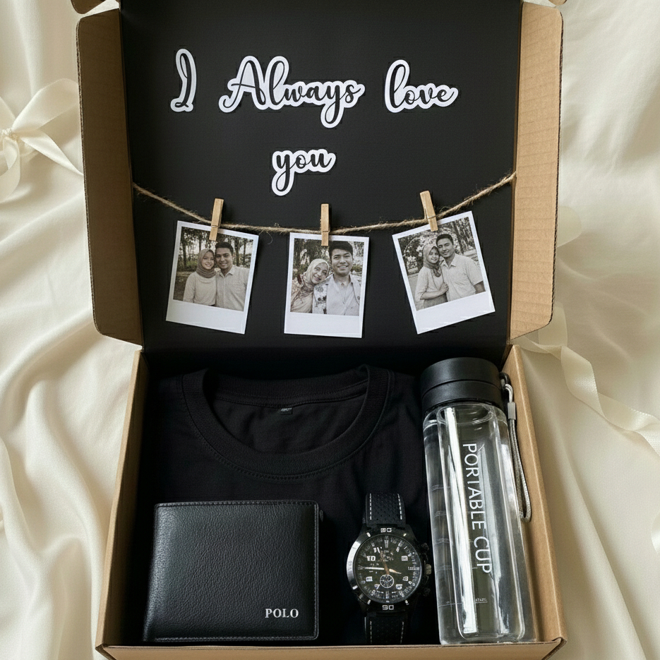 Gift Box Cowok Kaos Polos Murah Paket Kado Hadiah Ulang Tahun Jam Tangan Cowok Murah