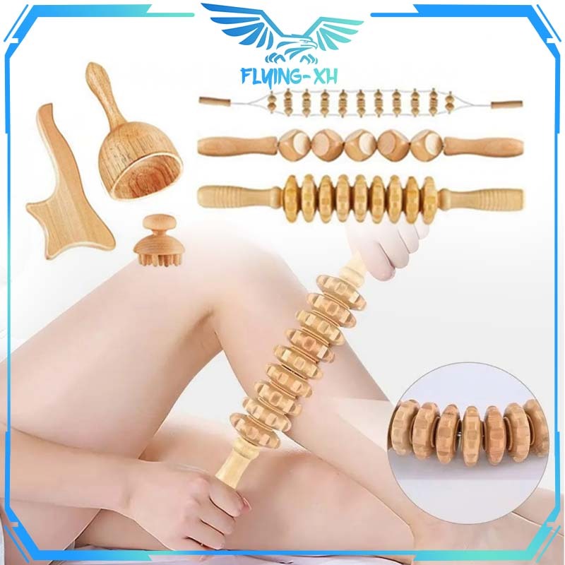 1set/6pcs Alat Pijat Punggung Kayu Multifungsi Wood Massager Pijat Mendalam Alat Pijat Terapi Dari K
