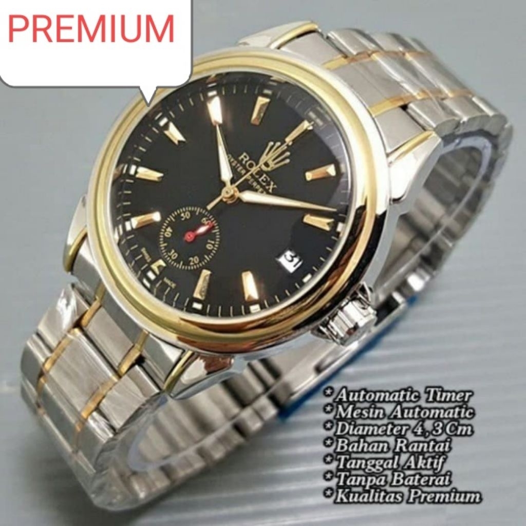 ROLEX /// Jam Tangan Pria Otomatis Rantai Stainless Steel / Jam Tangan Cowok Dewasa