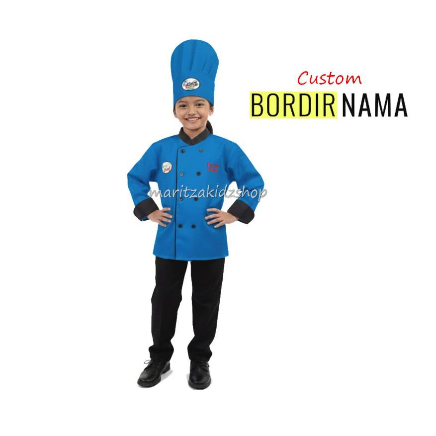 Baju Kostum Seragam Profesi Anak Koki Chef Biru