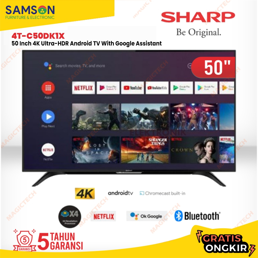 TV LED SHARP 50 INCH / 50" 4T-C50DK1X 4K UHD SMART ANDROID TV HDR