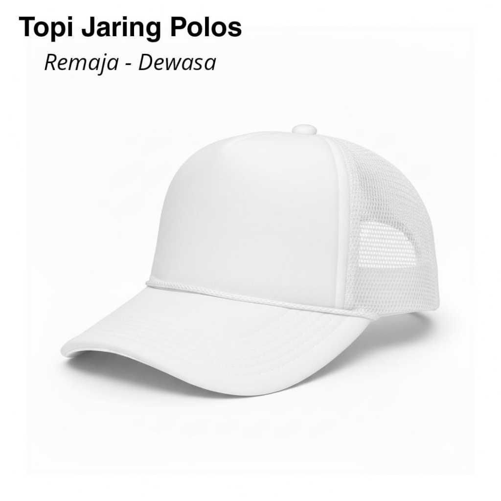 Topi Jaring Polos Pria Wanita Dewasa Premium Topi Trucker Jaring Topi Baseball Jaring Putih Unisex