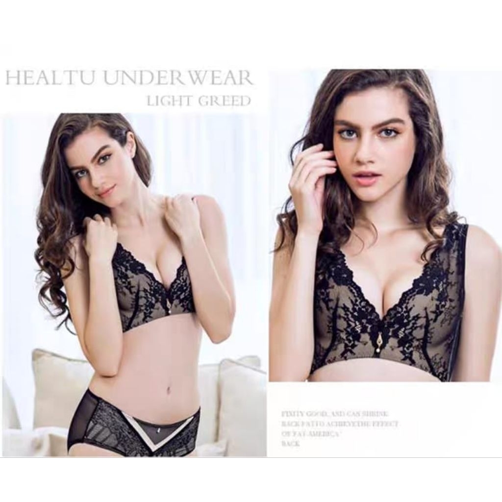 Bra Set Jumbo Bra+ CD Sexy Bra Premium Tanpa Kawat Cup C kait 4 Bra Burkat/Cd Sexy 1357set