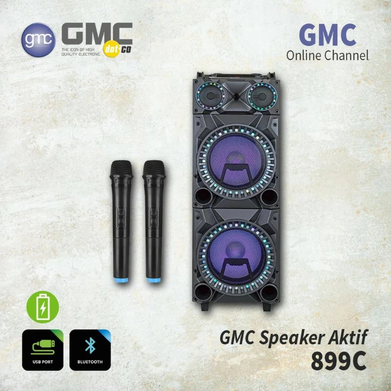 GMC SPEAKER 899C MULTIMEDIA BLUETOOTH + 2 MIC WIRELESS | TERMURAH + GRATIS ONGKOS KIRIM*