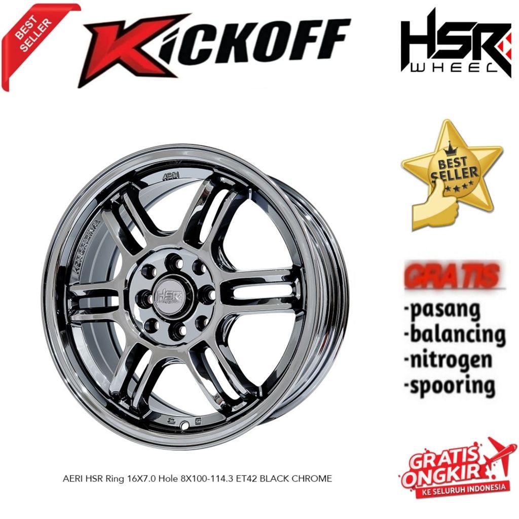 Velg Black Chrom Hrs Aeri R16 Velg Mobil Jazz Kijang Dll