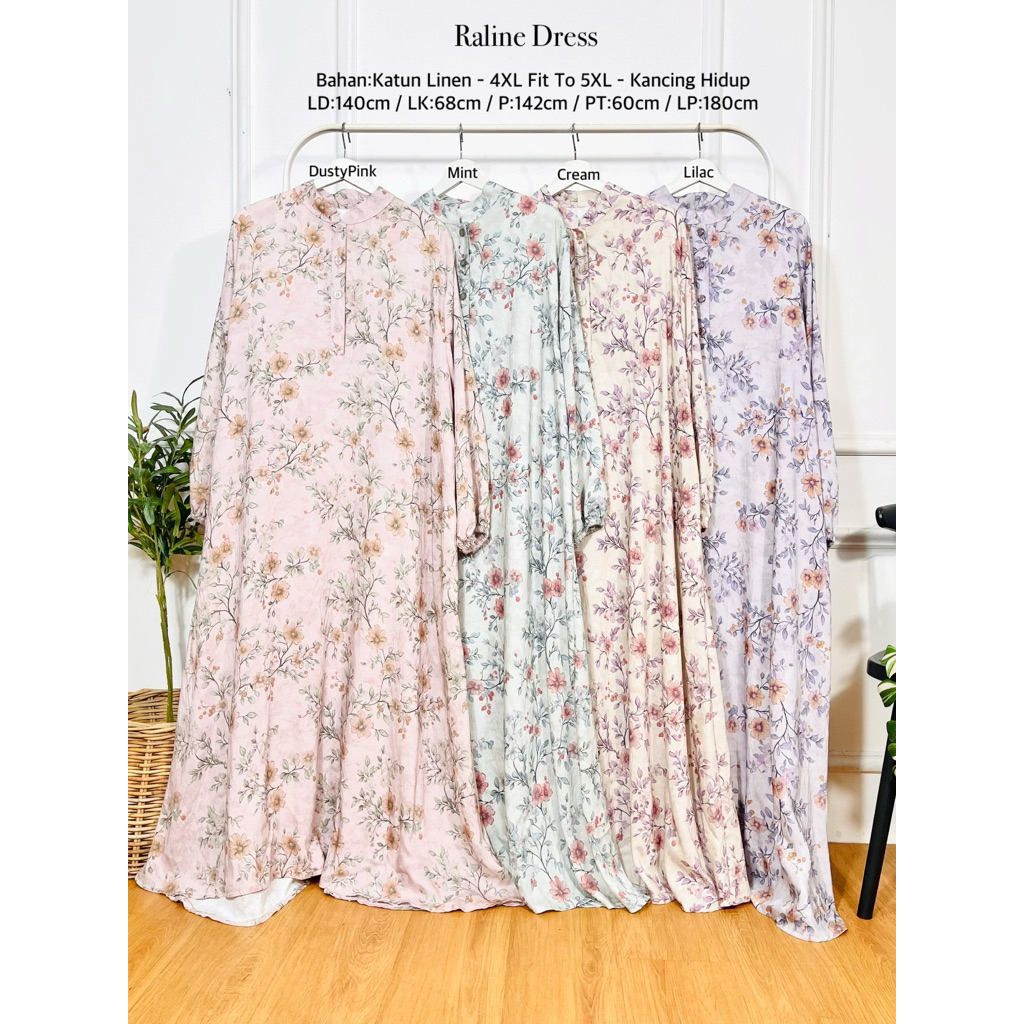 dress muslim wanita big size - dress muslim wanita plus size - Raline Dress (LD:140cm )