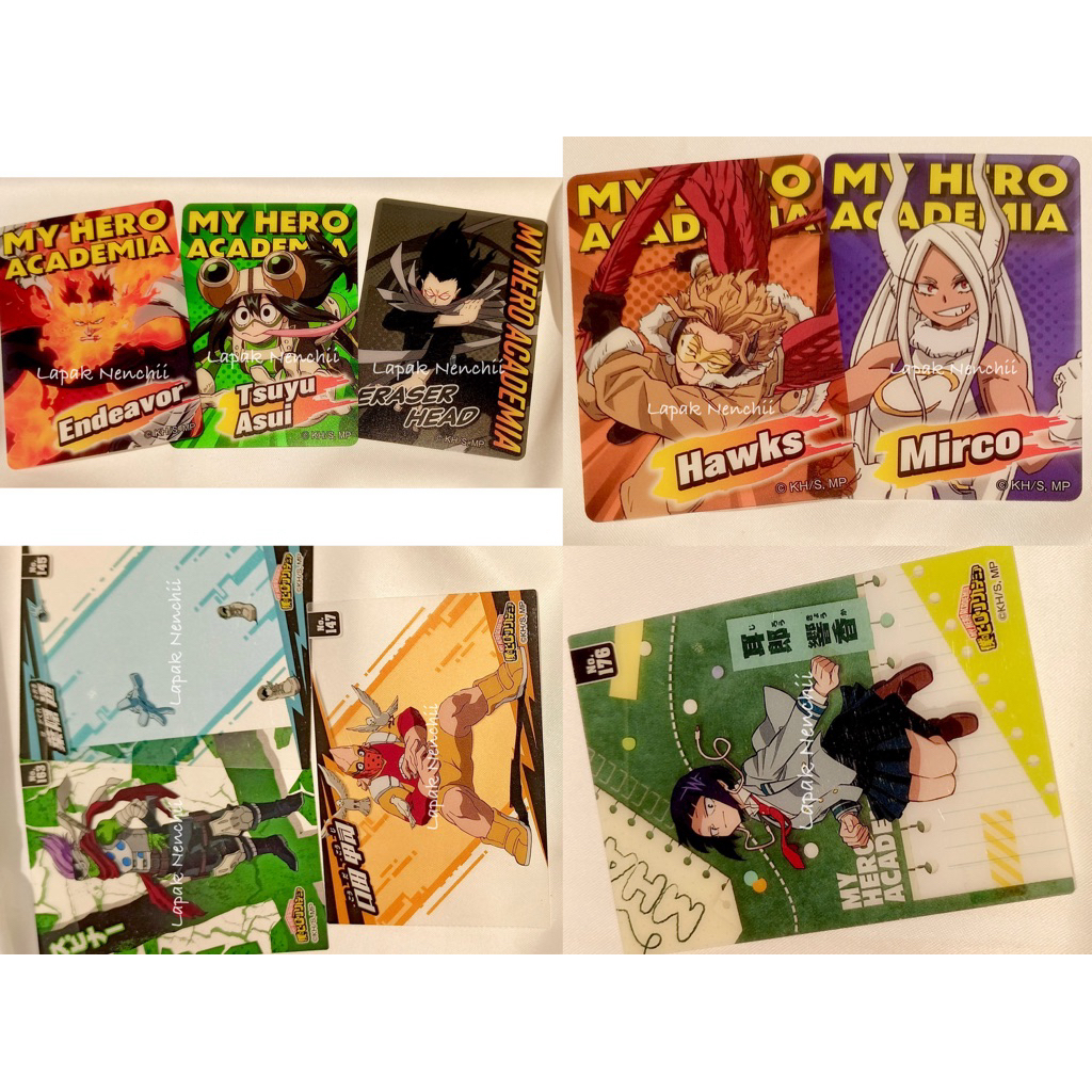 Official Merch Card Boku no Hero Academia / My Hero Academia Endeavor, Tsuyu Asui, Eraser Head, Hawk