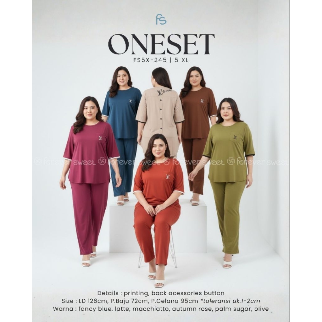FOREVER SWEET ONESET JUMBO 5XL TANGAN PENDEK CELANA PANJANG