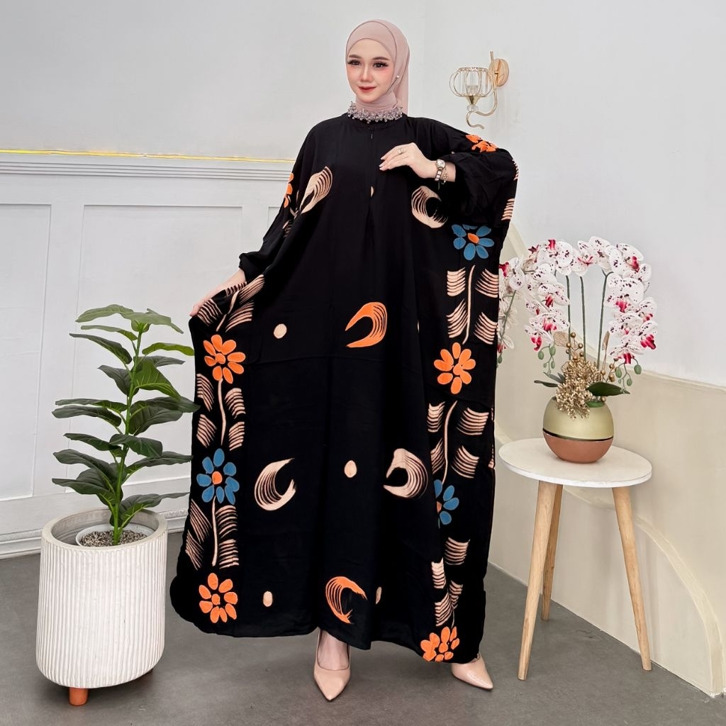 Kaftan Terbaru Rayon Premium Jumbo Busui Motif Claudya Baju Muslim Wanita Gamis Long Dress Kekinian