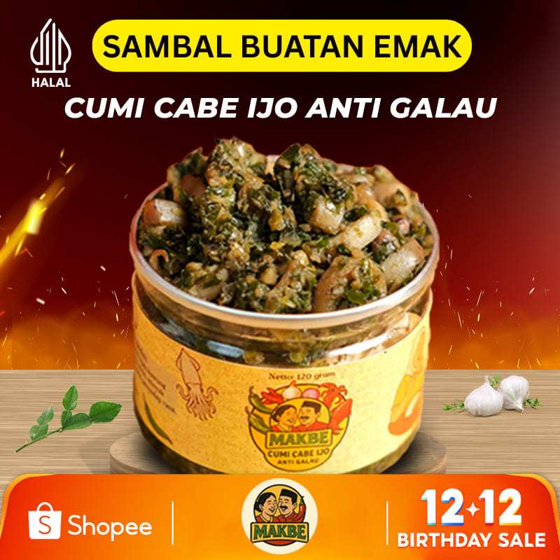 Sambal Cumi Pedas - Sambel Cumi Pedas Makbe 120 Gram - Kemasan Kaleng Siap Makan Asli Homemade - Cum