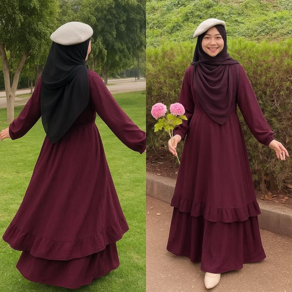 dress Mecca malayya look/modern dress Mecca kurung jumbo wanita remaja dewasa bahan ceruty baby dool