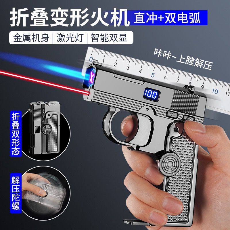 Korek Api Spinner Lipat 2in1 Bara Las dan Elektrik Cas Double ARC Plasma USB Dengan Laser Pointer Bi