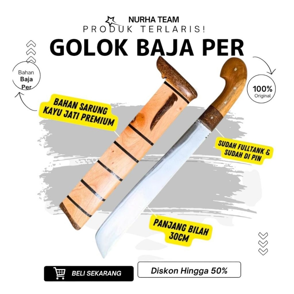 Golok Kebun Golok Ekonomis Bahan Baja Berkualitas Tebas Bambu & Kayu