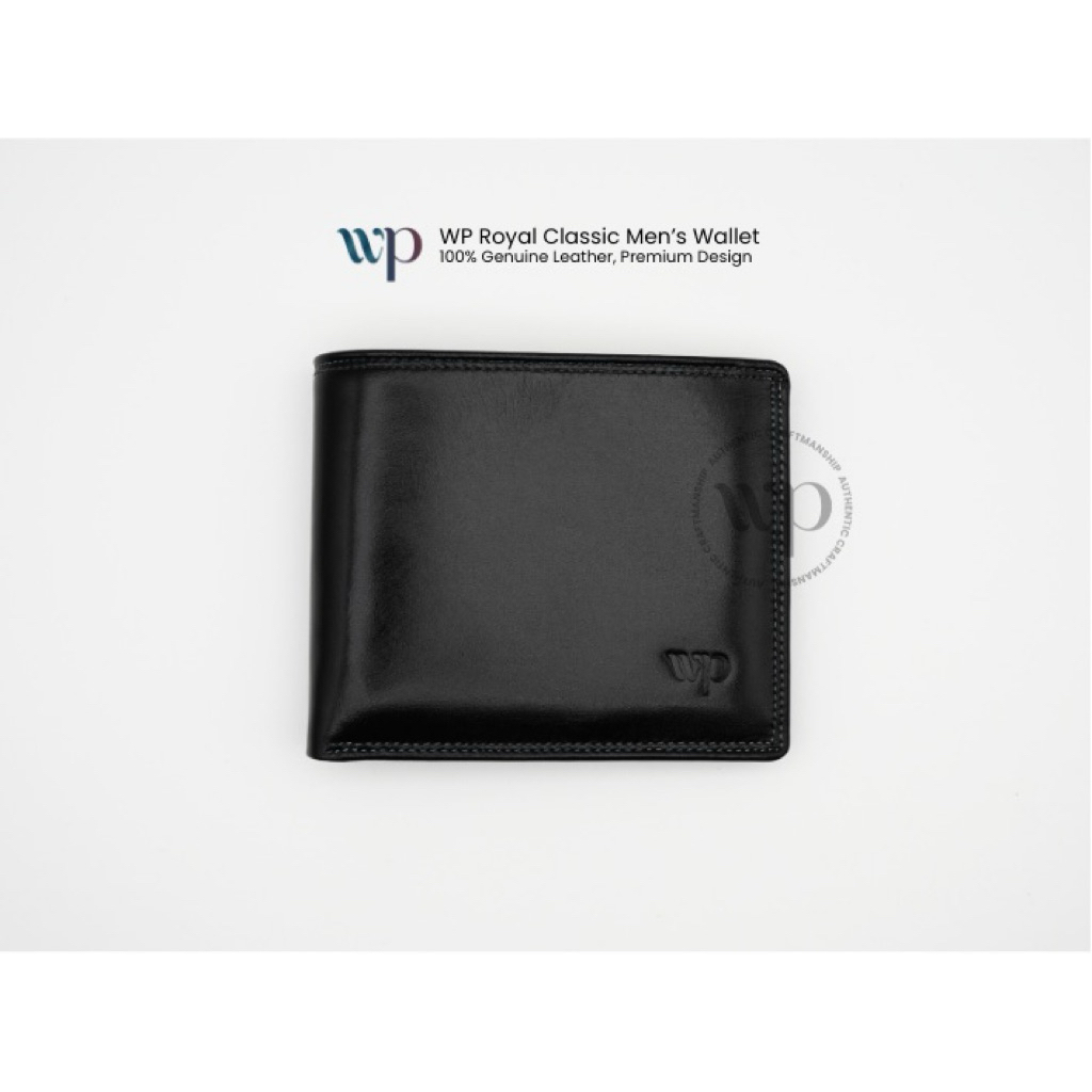 WP - ROYAL CLASSIC MEN’S WALLET | Dompet Lipat Pria | 100% Premium Genuine Leather - Black
