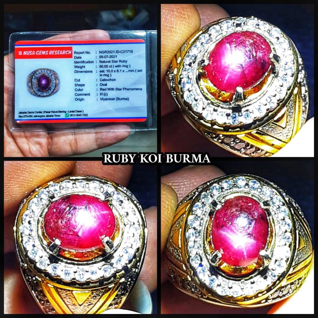 permata delima star Ruby myamar + memo lab
