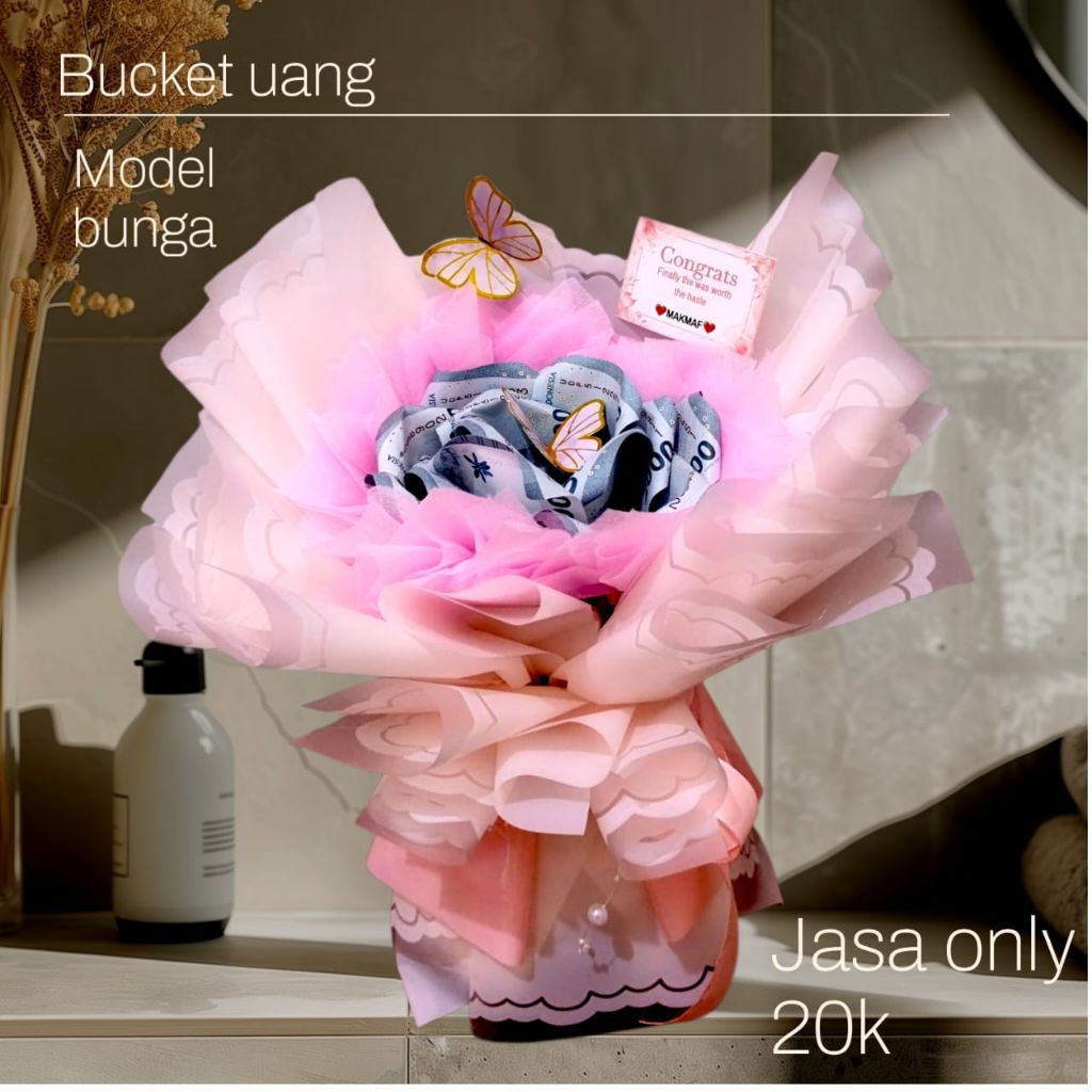 buket uang bentuk bunga