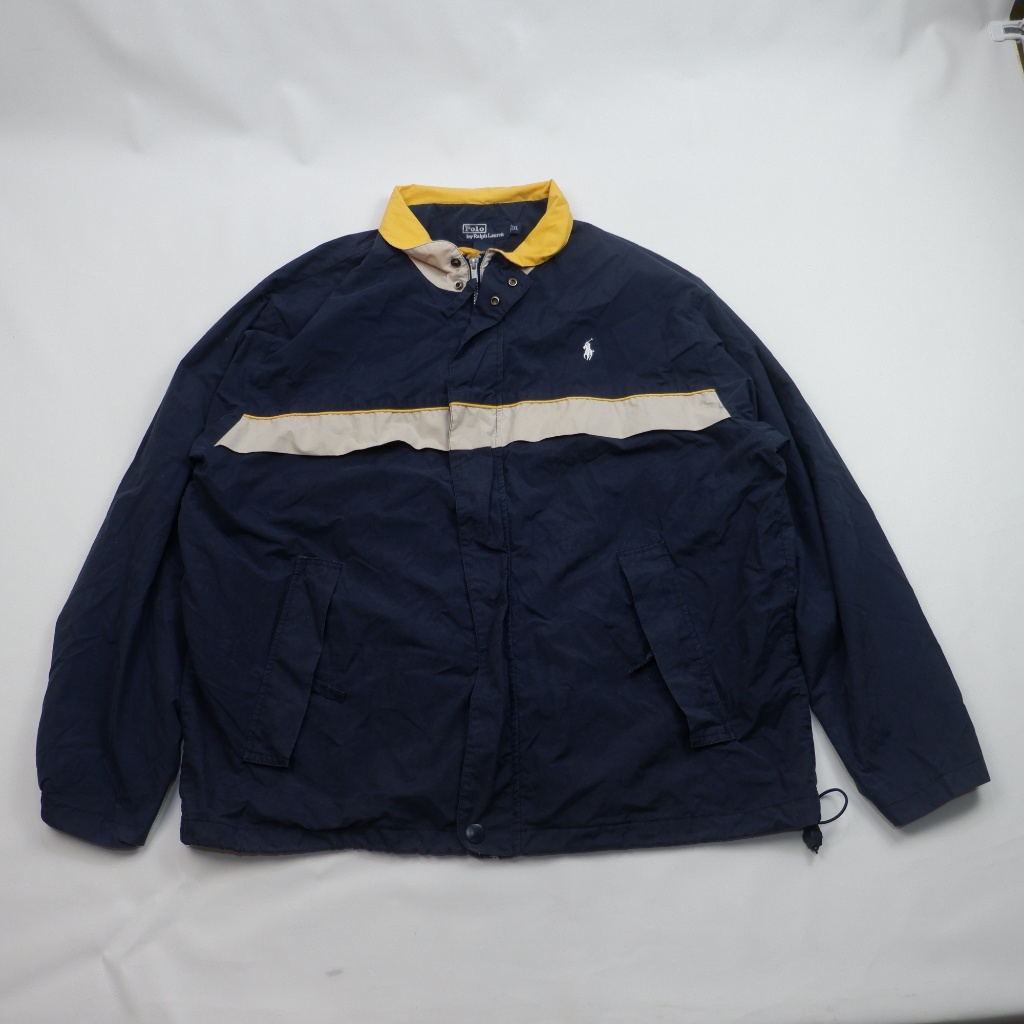 Polo by Ralph Lauren Navy Yellow Windbreaker Jacket XL Vintage / Preloved