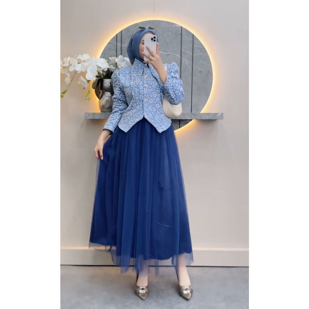 ONESET FUKORO ATASAN + ROK VIRAL BUTIK PREMIUM BAJU LEBARAN BAJU PESTA