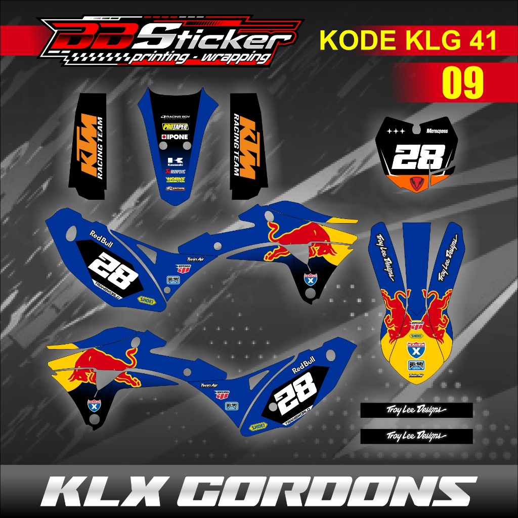 Striping Decal Body KLX Gordon – Edisi Terbaru Kawasaki KLX Gordon KLG 41 REDBULL