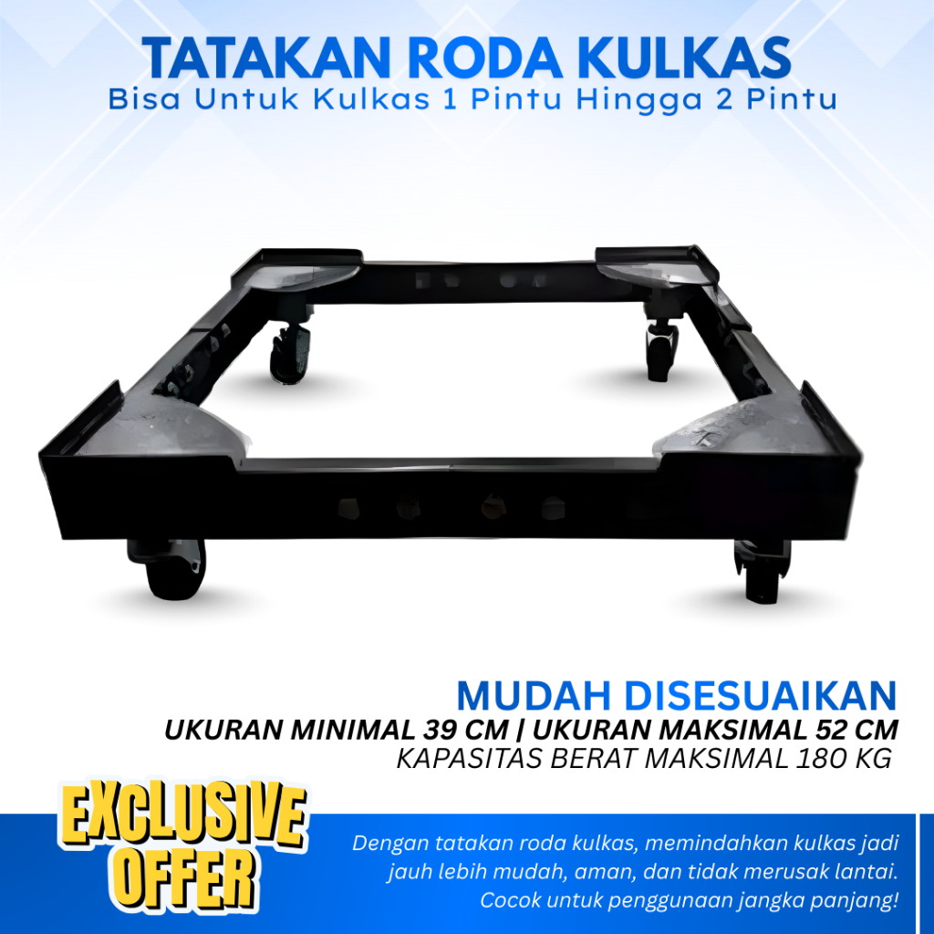 Tatakan Roda Kulkas/Mesin Cuci Tatakan Besi Roda Kulkas 1 Pintu Dudukan Mesin Cuci 1 Tabung Tatakan 