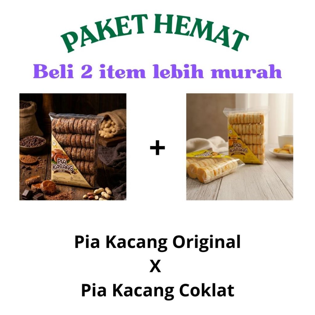 Paket Hemat - Pia Kacang Original Dan Pia Kacang Coklat- Harga lebih hemat