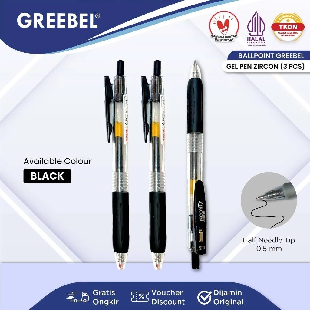 3 PCS PULPEN GREEBEL ZIRCON GP-509 0.5MM PULPEN GEL TERMURAH