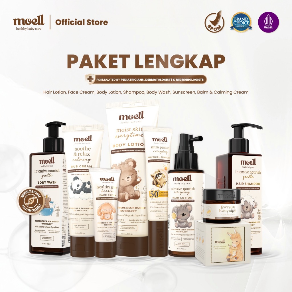 Moell - Complete Package Hair Lotion 100ml & Multipurpose Balm 30gr & Physical Sunscreen 30gr & Body