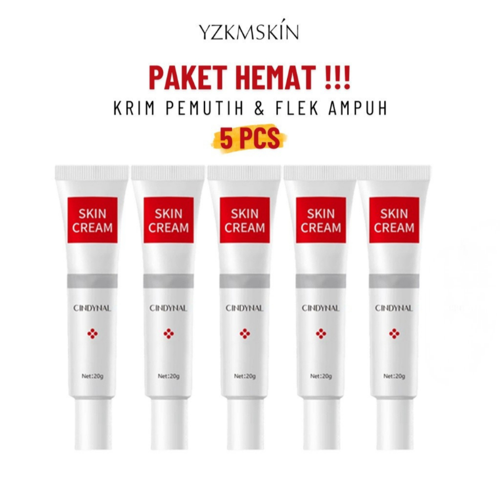 YZKMSKIN - Promo Isi 5 Pcs - Krim Pemutih Wajah Anti Penuaan  Bpom Cindynal Skin Cream Niacinamide  