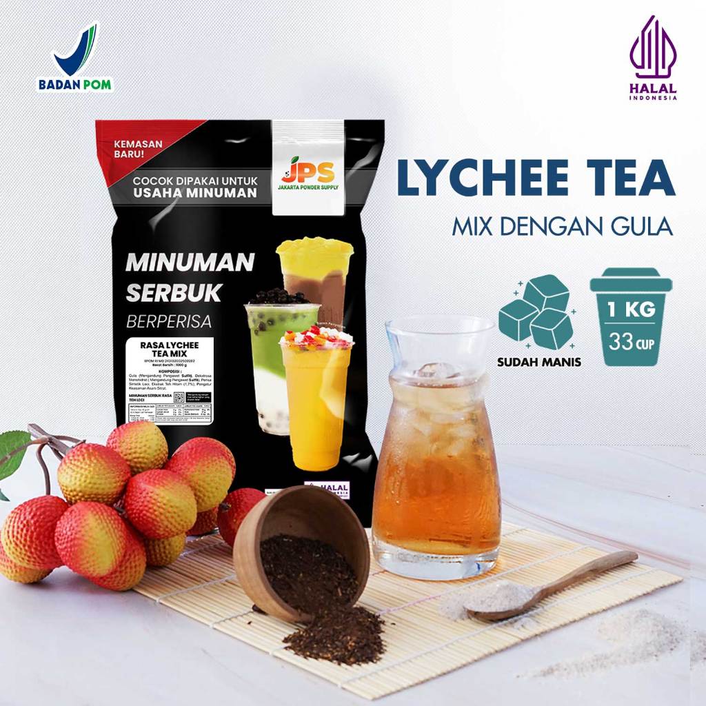JPS Bubuk Minuman Premium Lychee Tea Mix Gula 1 kg [mix-fruit-tea]