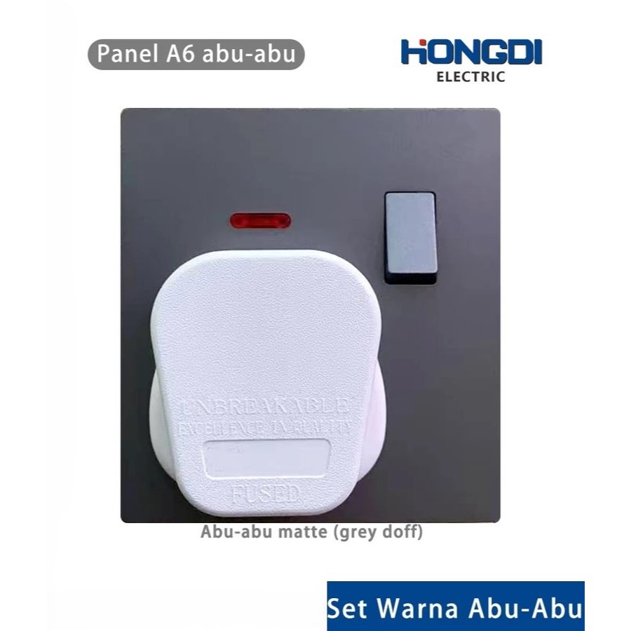 Hongdi Set StopKontak AC Abu-Abu