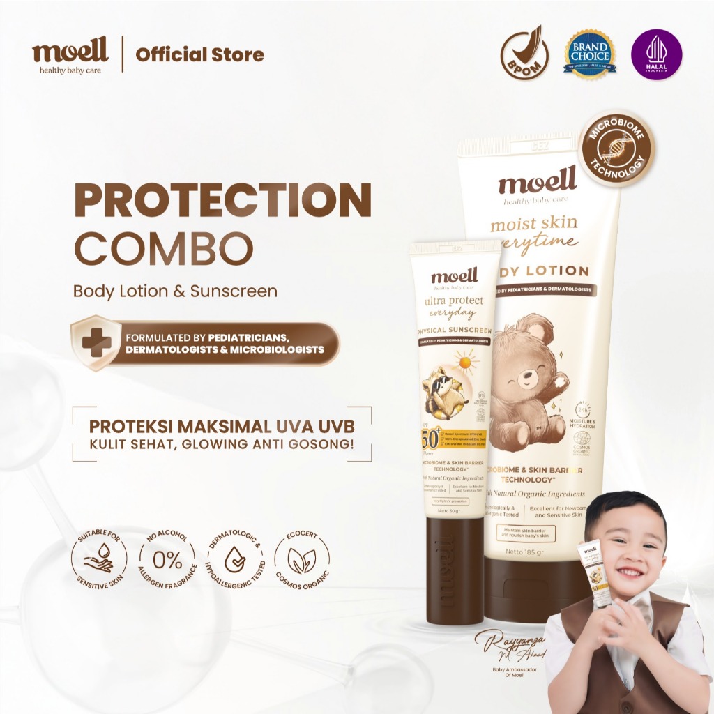 Moell Protection Combo - Sunscreen 30gr & Body Lotion 185gr - Body Lotion With 10X Hyaluronic Acid -