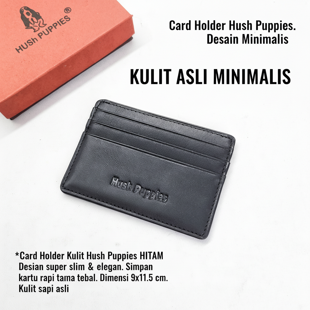 dompet kulit hushpuppies slim jetblack dompet kartu dompet card