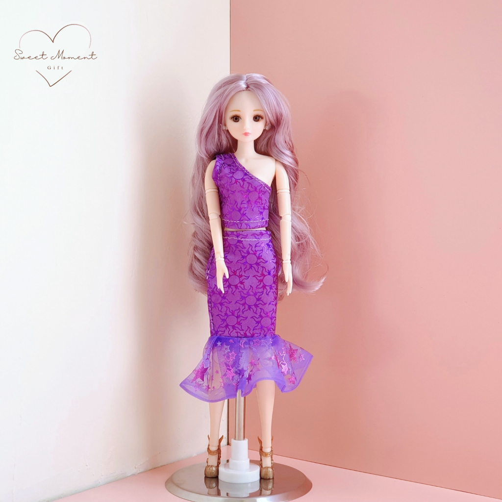 3 Pcs - One Set Dress Crop Top / Baju Barbie Model Mermaid / Dress Barbie & Topi