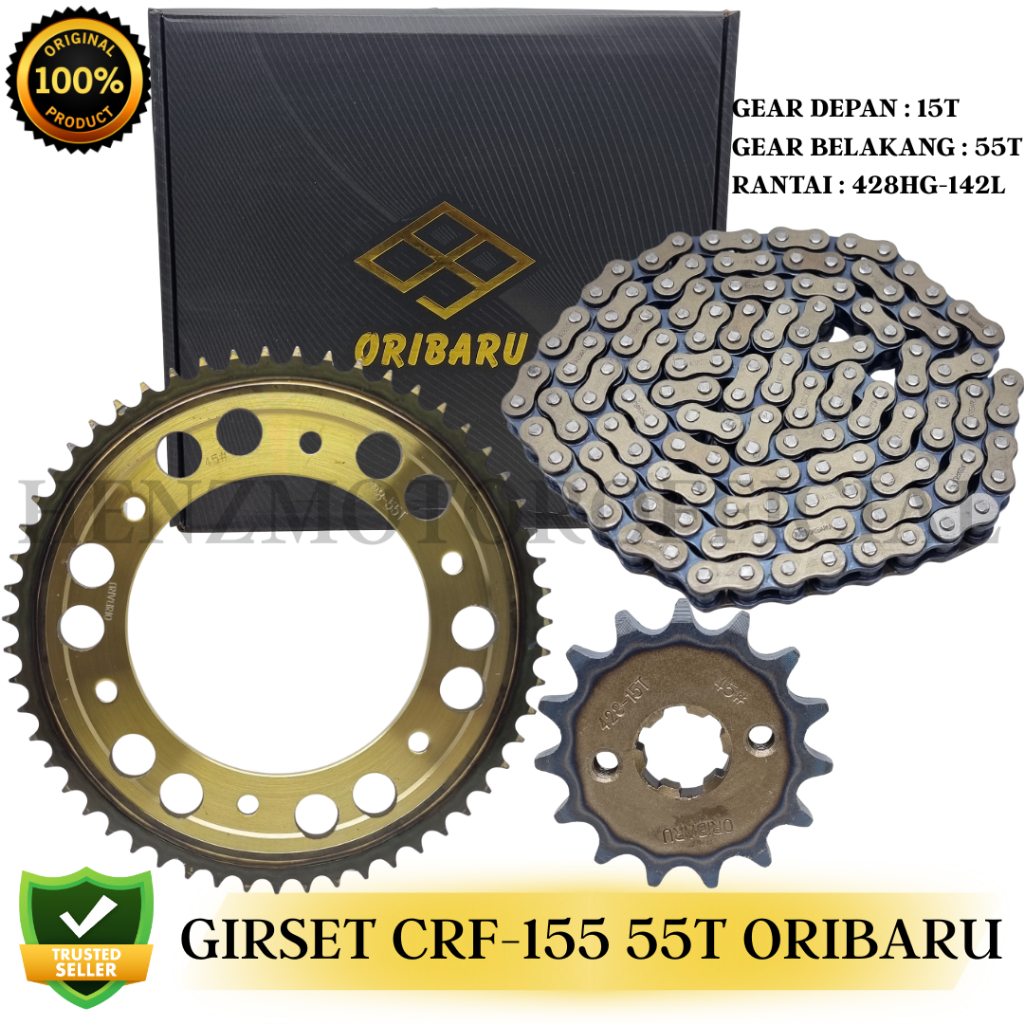 GEARSET GIRSET GIR SET PAKET CHAINKIT CRF 150 CRF 150L / CRF 155 15T - 55T ( 428HG-142L ) ORIBARU