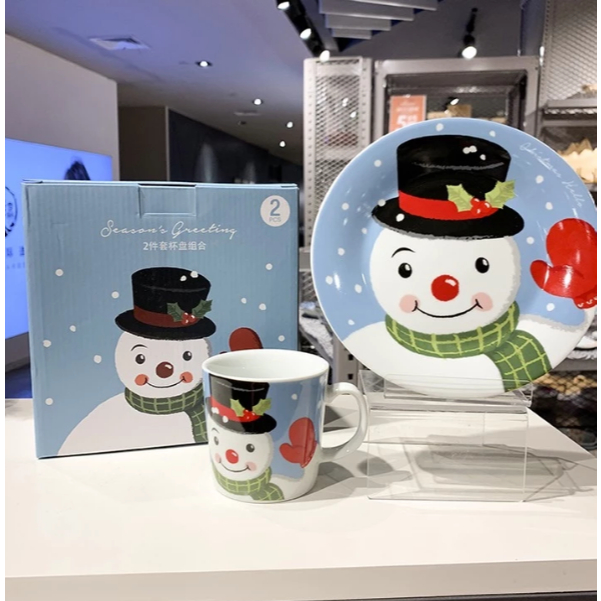 [TATA] Dining Set Snowman Kermaik / Piring - Cangkir Natal Merry Cristmas Keramik / Set Peralatan Ma
