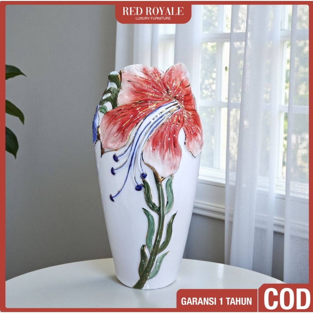vas bunga keramik dekorasi hiasan ruang tamu