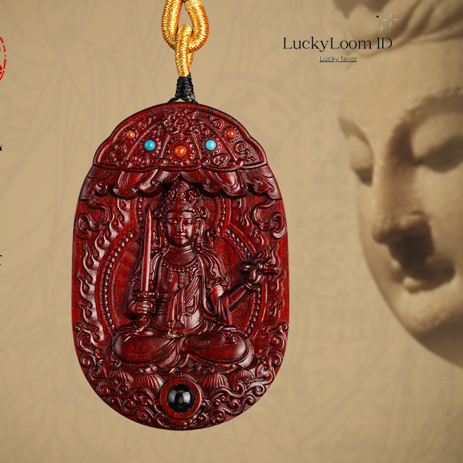 Rosewood Buddha Amulet Eight Guardian Deities Samantabhadra Twelve Zodiac Pendants Nativ Buddha